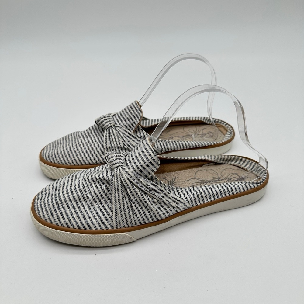 Margaritaville‎ Mule Flats Grey White Stripes Knotted Beach Coastalcore Size 9M